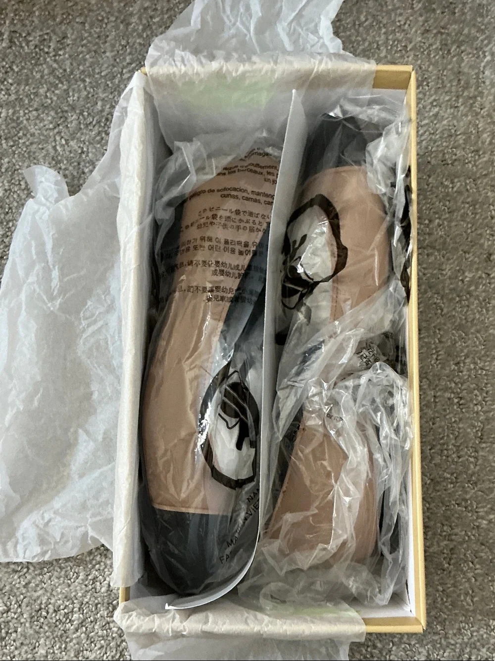 Michael Kors Blush and Black Leather Cap-Toe Ballet Flats